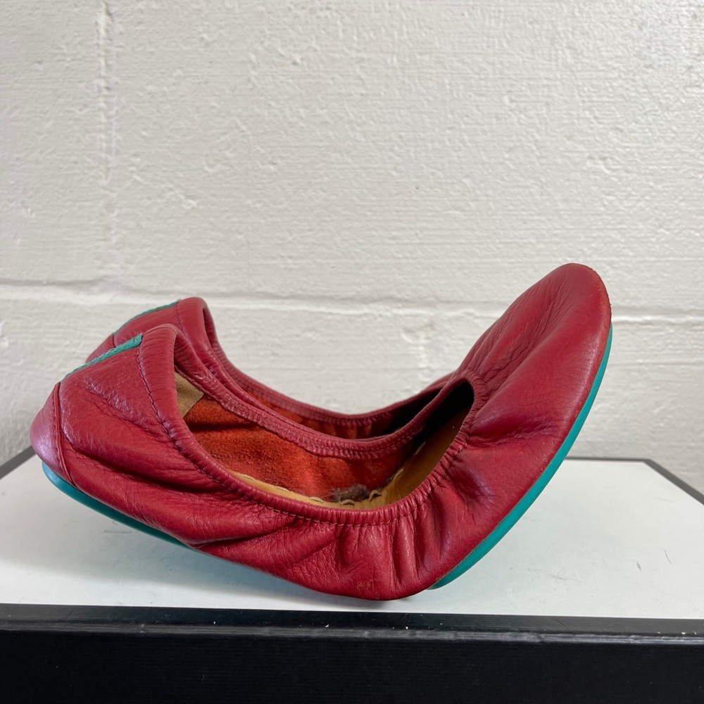 Tieks Gavrieli Foldable Scrunch Ballet Flats Cardinal Red Nappa Leather Womens 9
